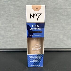 No7 Lift & Luminate Serum Foundation 1oz Calico SPF 15 Anti-Aging Exp 3/2028 NEW